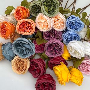 Roses artificielles Austin à 3 têtes, fleurs en soie, décoration de mariage, décoration murale, décoration intérieure, arrangement floral - Product Image 3