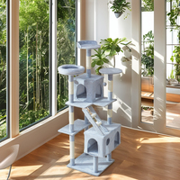 En gros Arbre à chat multi-niveaux en bois écologique avec condo et poteaux à gratter en sisal, grand modèle d'intérieur