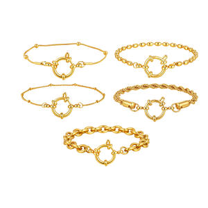 Pulsera de cadena de eslabones impermeable de acero inoxidable multiestilo hecha a mano DIY, cierre de burbuja, hebilla marinera, pulseras para mujer - Product Image 6