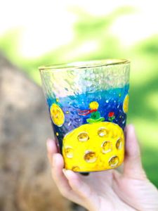 La linea di tazza da tè <span class=keywords><strong>in</strong></span> stile notte stellata di Van Gogh di lusso dipinta a mano su <span class=keywords><strong>vetro</strong></span> ecologico viene fornita con una scatola regalo colorata - Product Image 4