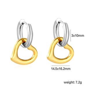 Pendientes de Aro Colgantes de Doble Capa con Corazón, Chapados en Oro PVD de 18K, de Acero Inoxidable, Joyería de Moda - Product Image 2