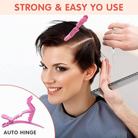 Pinces à cheveux bec de canard antidérapantes roses et noires personnalisables avec logo pour coiffeur, salon de beauté et barbier