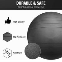 Ballons d'exercice Pilates et Yoga en PVC anti-éclatement de haute qualité, épais et stables, 55cm, 65cm, 75cm, Noir, Gris