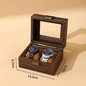 Custom Eco-friendly 12-Seat Wooden <b>Rectangular</b> <b>Watch</b> Box Glass Lid Buckle Closure 2-Layer Gift Case Men's Women's Jewelry - Product Image 5