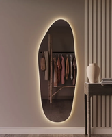 Espejo de Pared Curvo Personalizado de Vidrio y Aluminio con Iluminación de 4000K, 60x170cm, Sensor, Diseño Moderno Ecológico y Decorativo de Cuerpo Entero