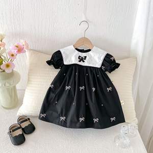 Nuovo <span class=keywords><strong>Vestito</strong></span> Estivo per Bambine, Gonna Principessa con Fiocco e Ricami, Abito a Maniche Corte per Bambine - Product Image 3