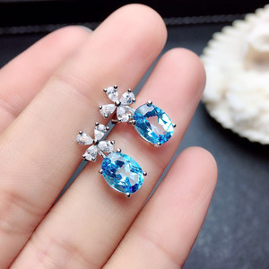 Eleganti Orecchini Pendenti a Fiore Blu Acqua per Donne, Accessori Floreali per Uso Quotidiano - Product Image 2