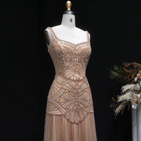 Robe de soirée sirène champagne Lsz552, robe de soirée de luxe à paillettes, bretelles spaghetti à étages, robe de bal pour femmes Jancember