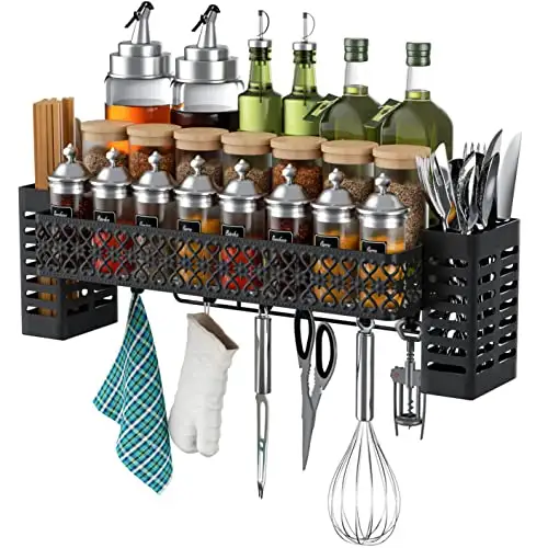 High quality Wall Hanging Utensil Holder 6 Hooks Hanging Spice Rack Wall Mount for Kitchen