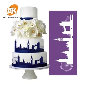 AK Pont Conception Maille Pochoirs Glaçage Royal Pochoir À Gâteau Fondant Décoration Doux Outils de Pâtisserie pour la Boulangerie Violet MST-15