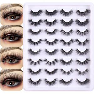 Vente en gros 16 paires de cils 3D moelleux 25mm meilleurs cils en faux vison naturel pleine bande vendeur de cils Dikke - Product Image 1