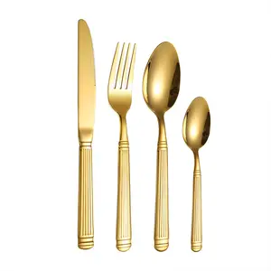 Set sendok garpu 4 buah, alat makan Stainless Steel Royal dengan pegangan berongga pisau meja berat sendok garpu