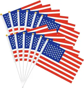 Besar AS 3X5 kaki bordir penutup mobil Amerika topi bendera meja kustom bendera melambai tangan mini bendera spanduk AS