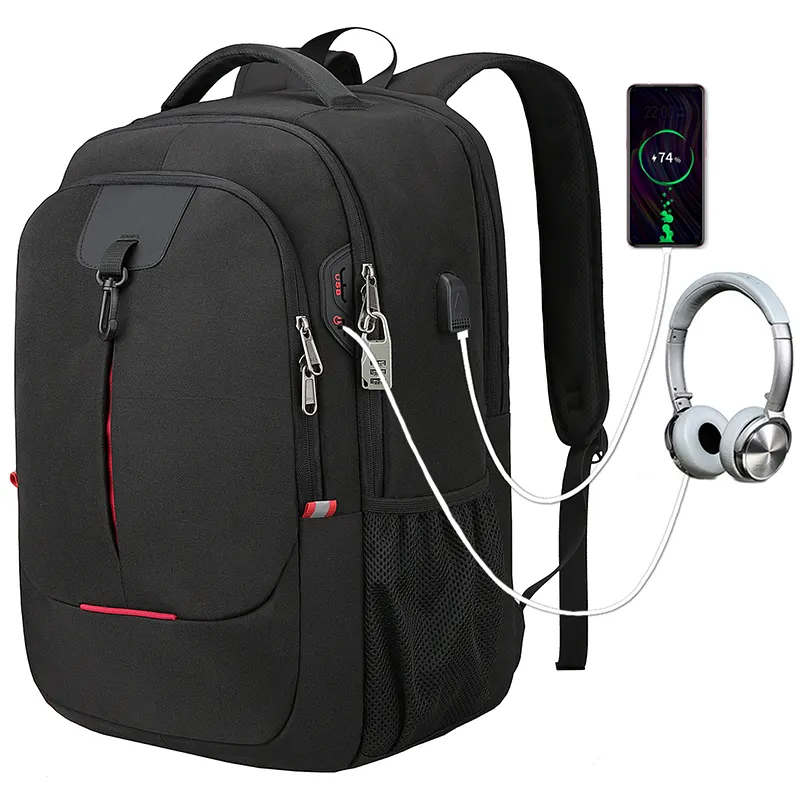 Wholesale low MOQ custom logo school bags 15.6inch big capacity water resistant travel backpack laptop bag for men