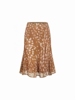 Jupe sirène mi-longue vintage à pois en mousseline pour femme, taille haute, avec volants, infroissable, 100 % polyester, collection automne – OEM/ODM