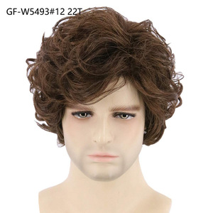 Peluca <span class=keywords><strong>de</strong></span> <span class=keywords><strong>Harry</strong></span> <span class=keywords><strong>Styles</strong></span> marrón europea y americana, pelo corto y rizado, peluca Kanikaron diaria, cubierta <span class=keywords><strong>de</strong></span> cabeza completa para hombres - Product Image 6