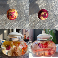 Teh Bola Bunga Mekar Kustom dengan Teh Mawar Peony Jasmine Daun Besar Yunnan yang Sehat dalam Kotak Hadiah Eksklusif