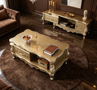 Ensemble de meubles de salon de luxe : meuble TV et table basse, style palais français, meubles décoratifs de villa à la française