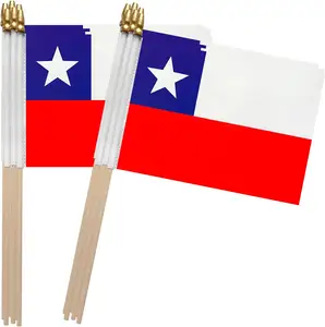 أعلام ممسحة من تشيلي جاهزة للشحن عالية الجودة أعلام صغيرة محمولة يدويًا من تشيلي 4×6 بوصات