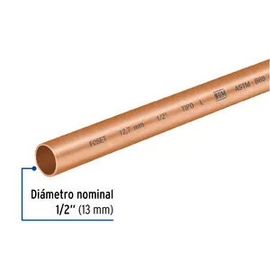 Caja con 15 unidades de 1-2 tubo rígido de cobre tipo 'L', 3m, 1,2 kg, FOSET - Product Image 2