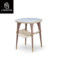 Table basse italienne de haute qualité au design moderne avec dessus en marbre Table basse de luxe minimaliste avec pieds en bois