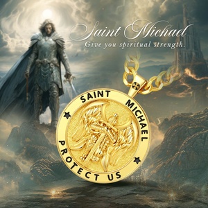 Colgante de San Miguel con Sello de Doble Cara Chapado en Oro de 18K al por Mayor, Talismán de Protección Oculta para Brujería y Espiritualidad - Product Image 5