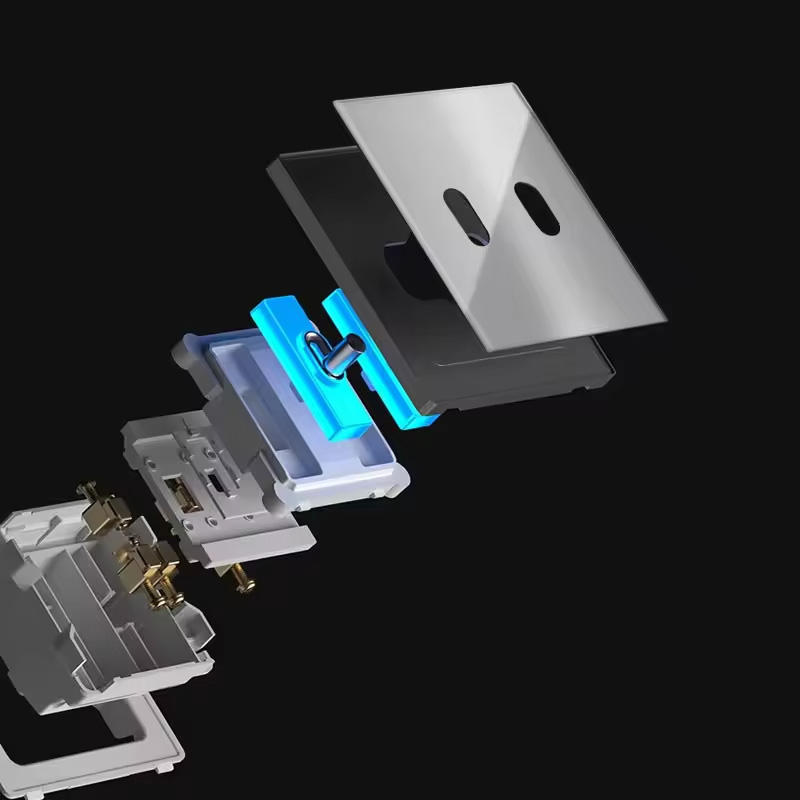 TEP LB Series Glass Wholesale UK 13A British Standard Wall Switch 16A Universal Socket USB Socket & Light Switch 1 Gang 2 Ways