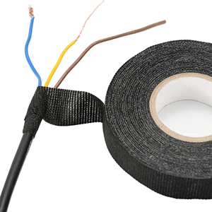 Cinta aislante eléctrica de tela de franela negra fácil de rasgar, cinta de arnés de cables Interior automotriz para automóvil - Product Image 3