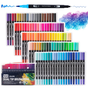 Stylos pinceaux double pointe non toxiques, 12 à 120 couleurs, pour dessin, aquarelle, calligraphie et peinture (vente en gros) - Product Image 1