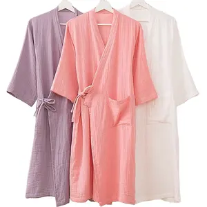 Accappatoio da donna in garza di cotone morbido Kimono leggero accappatoio premaman accappatoio da casa