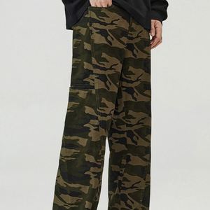 Pantalones de pierna ancha holgados de camuflaje verde oscuro personalizados múltiples bolsillos moda clásica tendencia duradera hombres holgados Cargo Jeans para hombres - Product Image 5