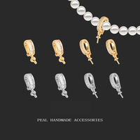 Pendentif de collier en forme de croissant de lune plaqué cuivre 18K avec perle, fermoir micro-incrusté, fermoir universel, accessoires vierges pour fabrication artisanale DIY