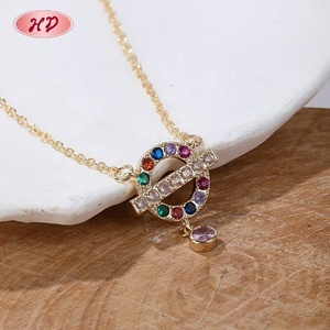 Collar con Colgante de Zirconia Circular Colorido, Chapado en Oro de 18K, Cadena de Eslabones Moderna para Mujer, Proveedor de Joyería al por Mayor - Product Image 4