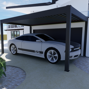 Auvent en aluminium résistant à la rouille <span class=keywords><strong>toit</strong></span> fixe imperméable extérieur jardin Pergola parking abri voiture avec cabanon - Product Image 1