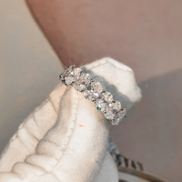 Bague semi-éternelle minimaliste en argent sterling 925 avec moissanite VVS taille ovale, idéale pour un cadeau d'anniversaire, passe le test du diamant