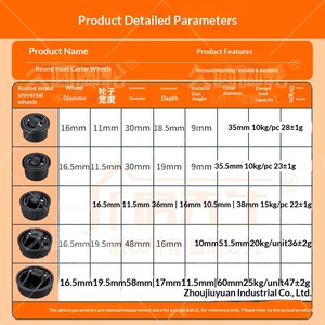 Invisible Universal Nylon Furniture Caster PA/PP <strong>Wheels</strong> 10-25kg Load Capacity Embedded Hidden Pulley <strong>for</strong> Island <strong>Table</strong> Rotating - Product Image 2
