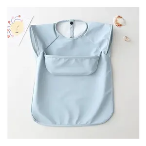 Bavoir imperméable en PU pour bébé, vêtement de sevrage, vente en gros