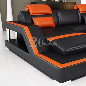 Duitsland Sofa De Salon Moderne Woonkamer Lounge Suites Zwart Lederen Grote Sectionele Sofa - Product Image 2