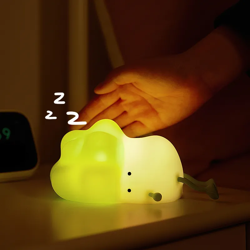 Meilleure vente, mignon chou USB-C minuterie Rechargeable lumière bébé LED humeur lampe en Silicone veilleuse de nuit