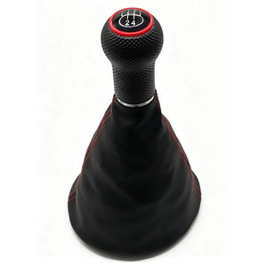 Chen Can Leather Gear <b>Shift</b> <b>Knob</b> Cover Black Red Stitching For Old Bora Manual Transmission - Product Image 4