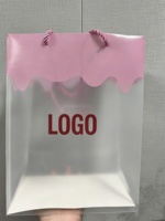Sac fourre-tout en PP givré imprimé sur mesure avec poignée, transparent, pour fleurs, gâteaux, pâtisseries, courses, avec poignée