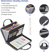 Organisateur de documents portable avec 13 poches ignifuges 3 anneaux classeur accordéon dossier extensible fichier organisateur poignée