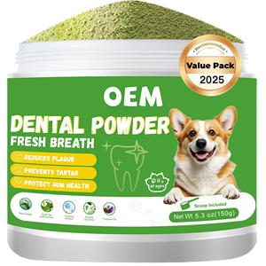 AOCSE/OEM Polvo Orgánico <span class=keywords><strong>para</strong></span> <span class=keywords><strong>el</strong></span> Cuidado Dental de <span class=keywords><strong>Perros</strong></span> y Gatos con Mezcla de Hierbas Naturales, Prebióticos, Vitaminas y Minerales, Reduce la Placa y <span class=keywords><strong>el</strong></span> <span class=keywords><strong>Mal</strong></span> <span class=keywords><strong>Aliento</strong></span> - Product Image 1