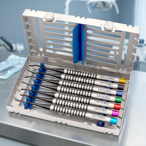 LIKAMED – Lot de 5 pinces dentaires à poignée moletée, forceps chirurgicaux codés par couleur, en acier inoxydable, certifiés TUV, avec plateau et prise ergonomique - Product Image 2