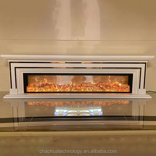 Living Room Marble Custom Fireplace Perspective Heating Function Electric Fireplace Control Panel Electric Fireplace TV Cabinet