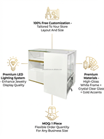 Vitrine de comptoir pour bijouterie, présentoir à bijoux blanc avec tiroir et éclairage LED, pour magasins de luxe