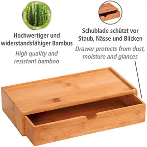 Caja organizadora de bambú con 1 compartimentos, cesta de baño