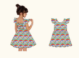 Venta al por mayor niños Flutter manga verano Twirl vestido con volantes para niños niñas 2 a 14 años <span class=keywords><strong>de</strong></span> edad estampados personalizados vestidos <span class=keywords><strong>de</strong></span> niña - Product Image 2