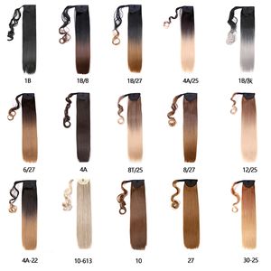 Extensions <span class=keywords><strong>de</strong></span> cheveux synthétiques longues droites 22 pouces Clip dans les postiches Noir Blonde Enrouler autour des extensions <span class=keywords><strong>de</strong></span> cheveux <span class=keywords><strong>de</strong></span> <span class=keywords><strong>queue</strong></span> <span class=keywords><strong>de</strong></span> <span class=keywords><strong>cheval</strong></span> - Product Image 6
