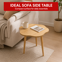 Table d'appoint Cloud Edge - Table d'appoint ronde en bois festonné avec pieds effilés pour salon, chambre à coucher, décoration moderne minimaliste